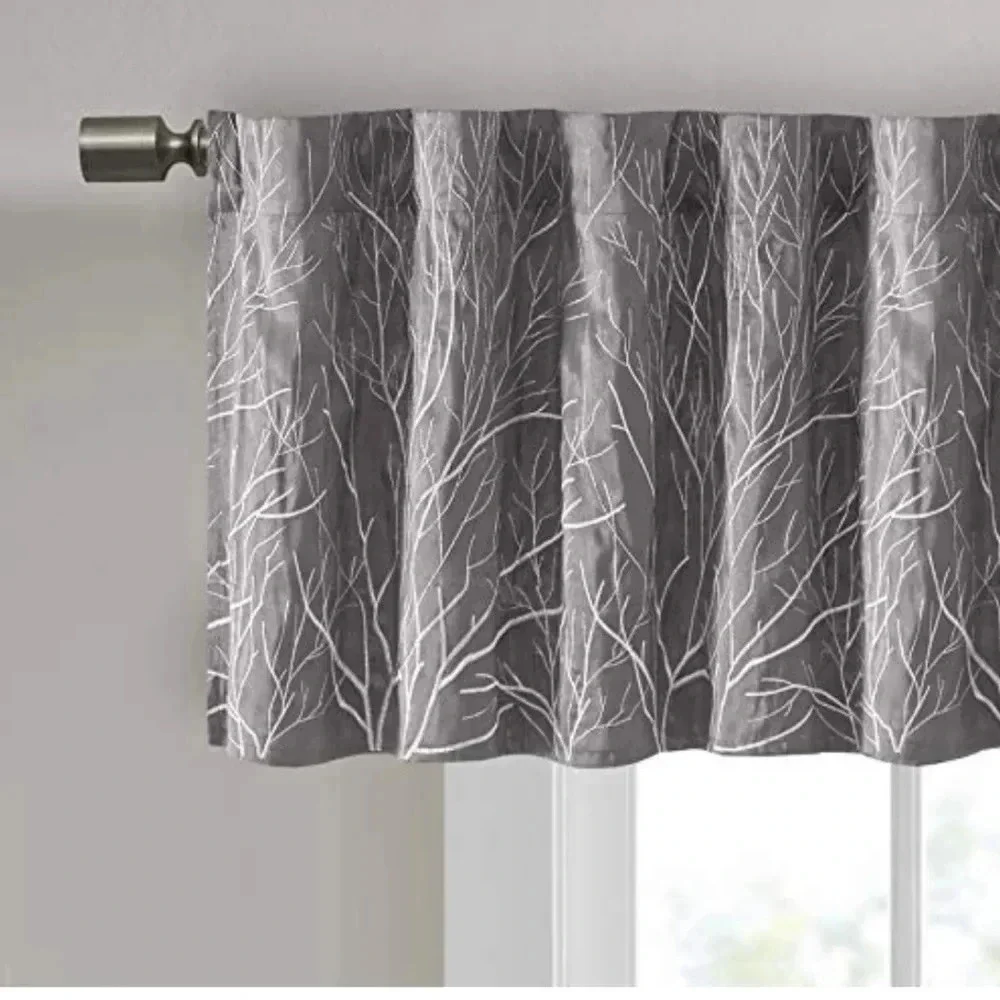 Madison Park 1 Window Valance Embroidered Gray New
